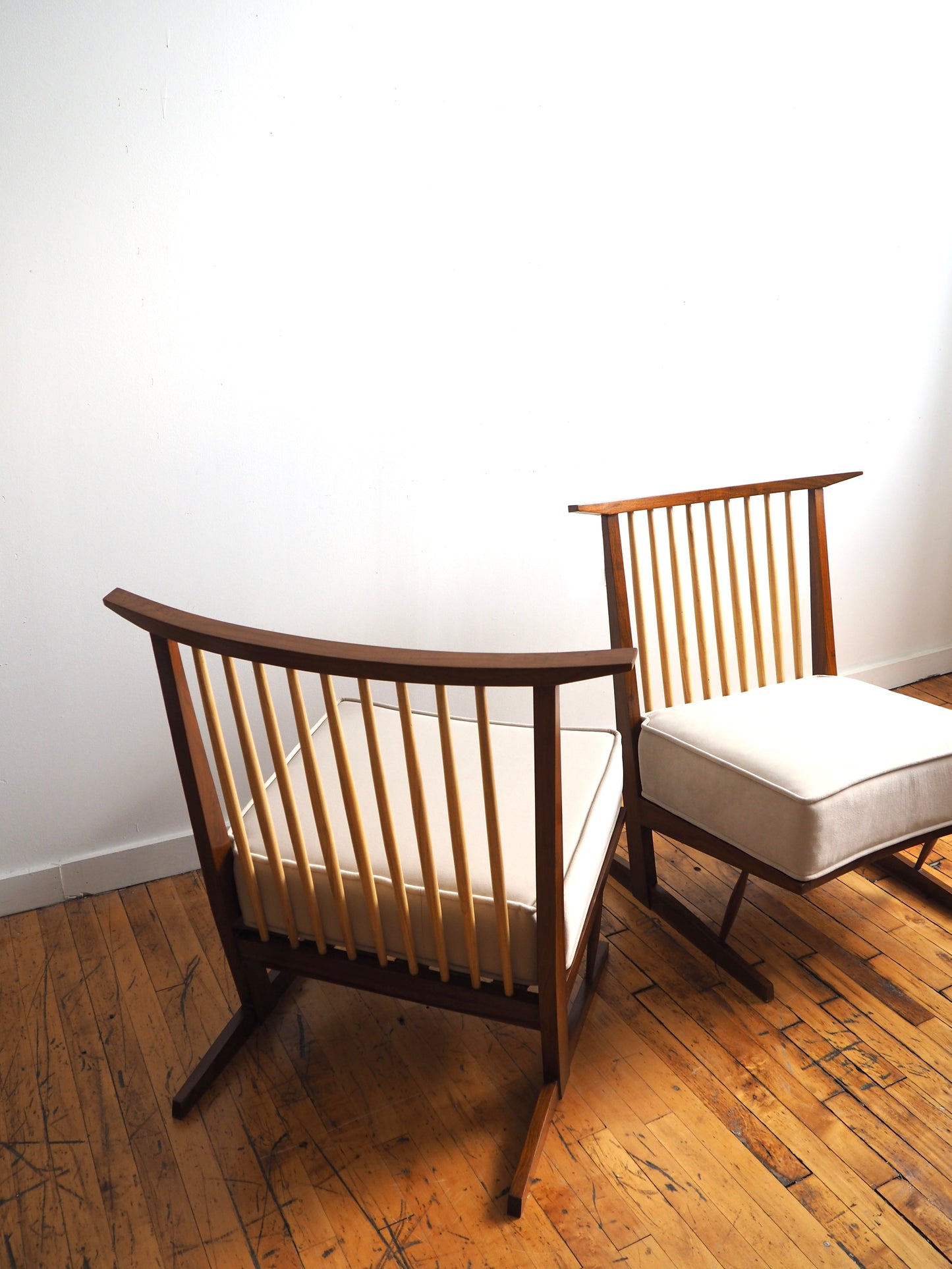 Pair of Conoid Chairs in the Manner of George Nakashima