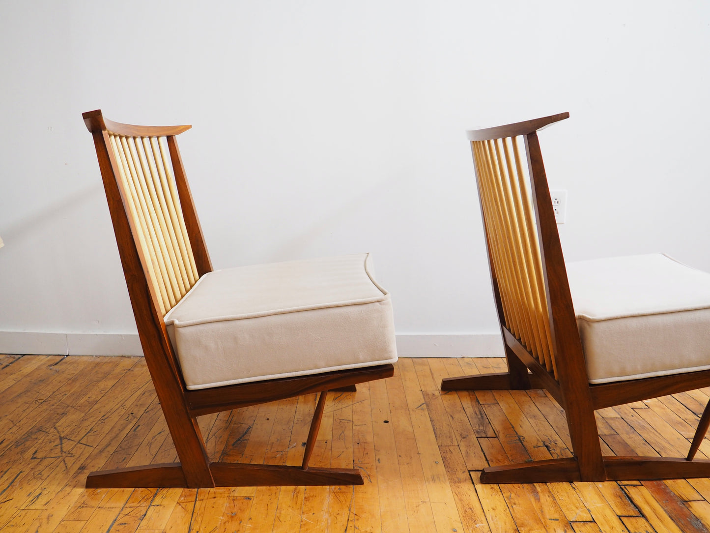 Pair of Conoid Chairs in the Manner of George Nakashima