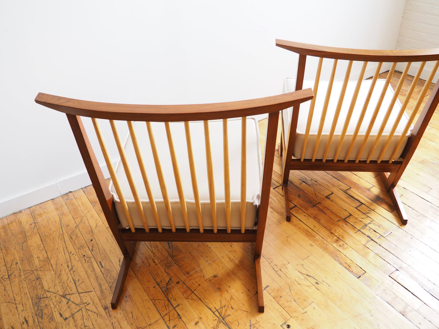 Pair of Conoid Chairs in the Manner of George Nakashima