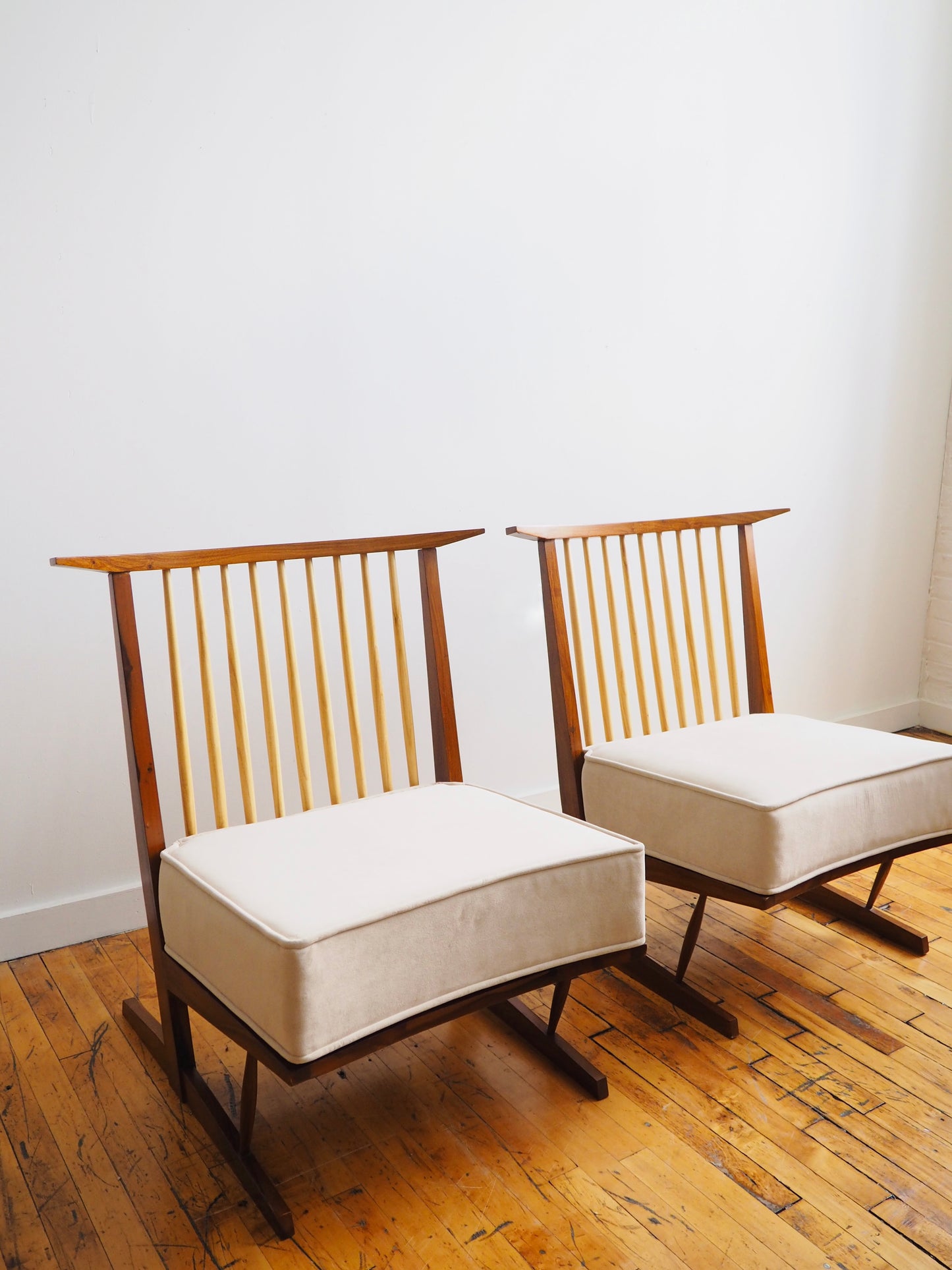 Pair of Conoid Chairs in the Manner of George Nakashima