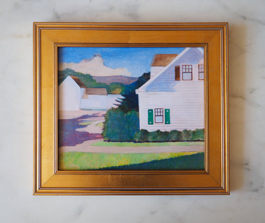 American School Modernist Landscape Framed Giltwood Original Oil Painting