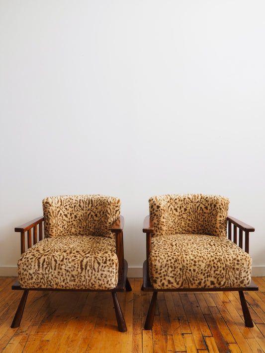 Pair of Spindled Arm Chairs after Jean Royère